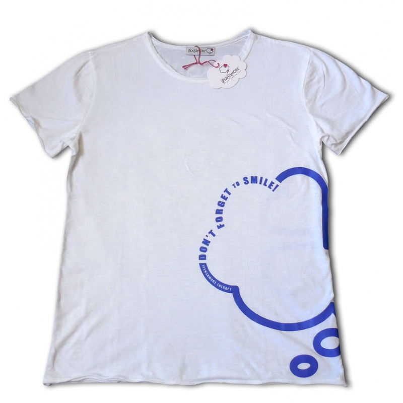 T-shirt bianca uomo maniche short nuvola blu