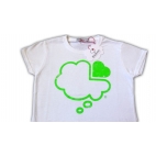 T-SHIRT BIANCA BAMBINO MANICHE SHORT NUVOLA FUCSIA