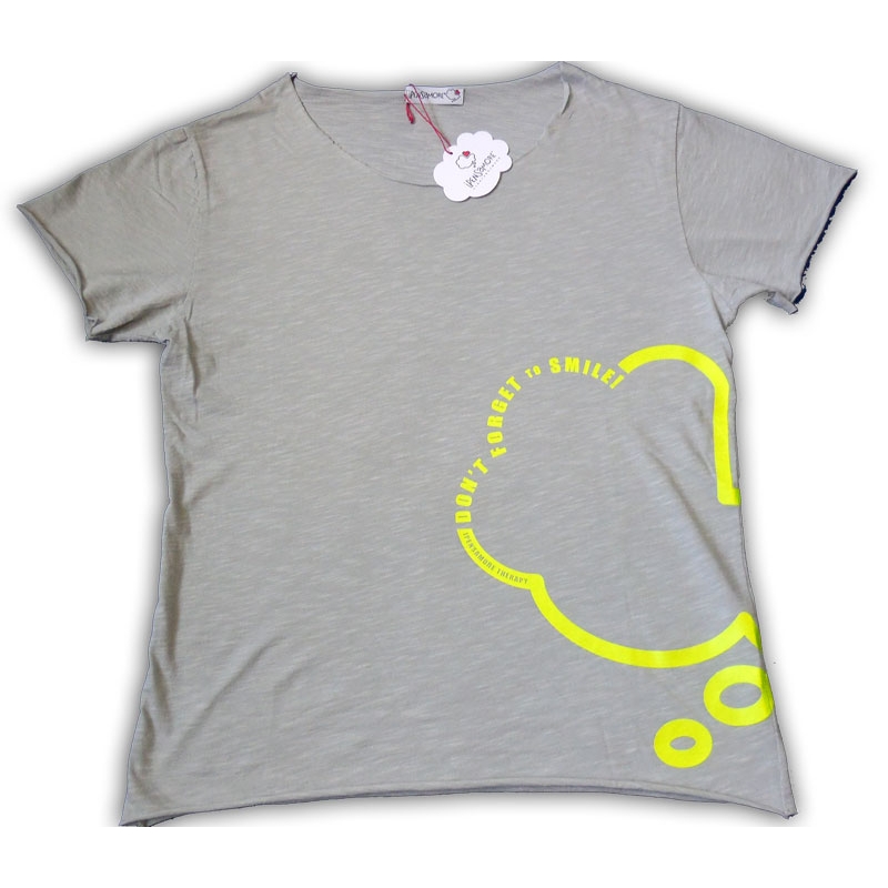 T-shirt grigia unisex maniche short nuvola giallo fluo